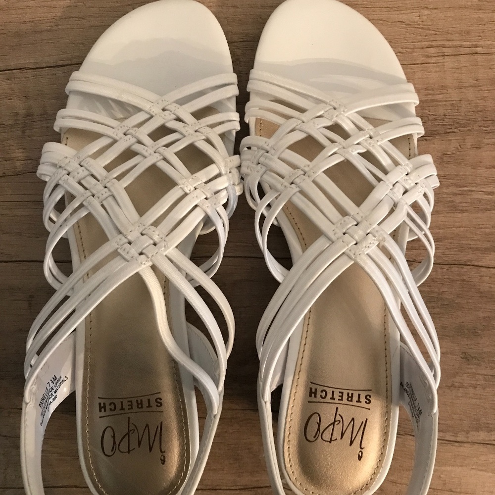 White flat strappy sandal